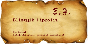 Blistyik Hippolit névjegykártya